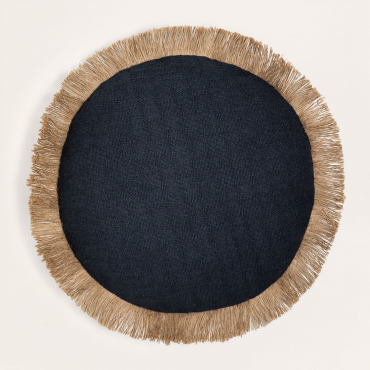 Round Cotton Cushion (ø40 Cm) Paraiba Black - Beige Nature - Sklum