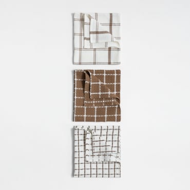 Set Of 3 Cotton Kitchen Towels Dacost Brown - Sklum