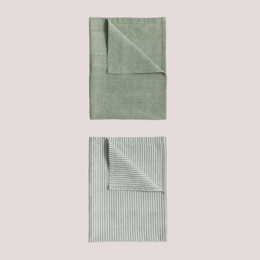 Set Of 2 Cotton Kitchen Towels Gabrail Laurel Green - Sklum