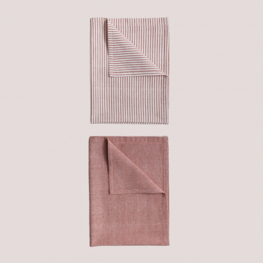 Set Of 2 Cotton Kitchen Towels Gabrail Ash Pink - Sklum