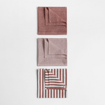 Set Of 3 Cotton Kitchen Towels Anellia Cedar Red - Sklum