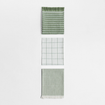Set Of 3 Cotton Kitchen Towels Bijana Green Bay - Sklum