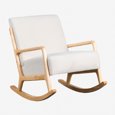 Rocking Chair In Chenille Maylene Teddy Fabric White - Sklum