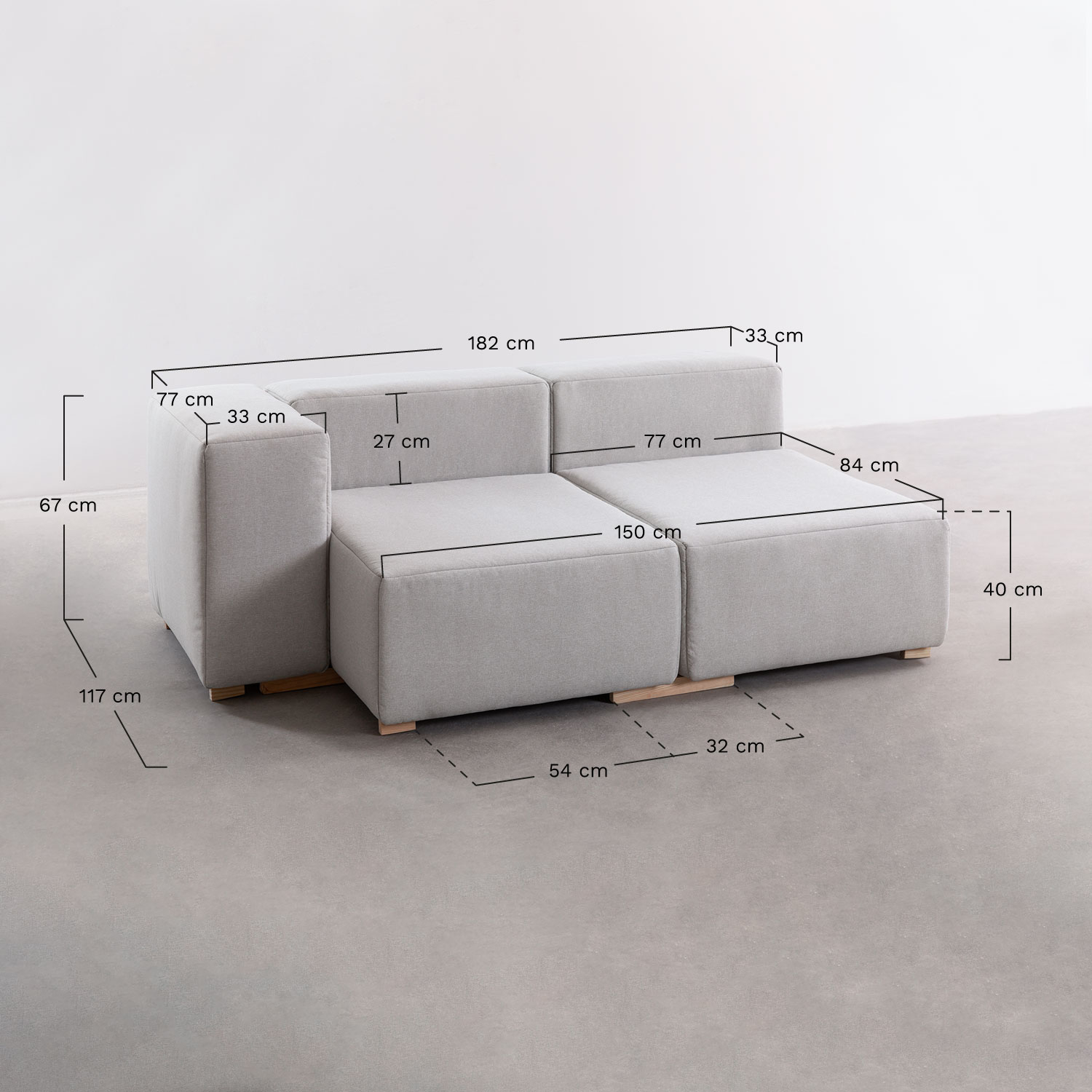 2 Pcs Modular Sofa with 1 Armrest Robert SKLUM