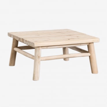 Square Garden Coffee Table 80x80 Cm In Teak Wood Narel Brown Natural Wood - Sklum