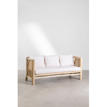 3 Seater Sofa In Teak Wood Narel Brown Natural Wood - Sklum
