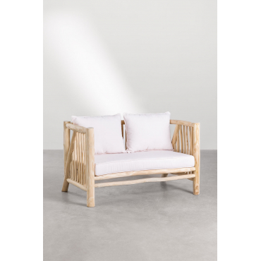 2 Seater Teak Wood Sofa Narel Brown Natural Wood - Sklum