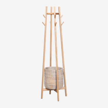 Maddie Oak Wood Coat Stand Natural Wood - Sklum