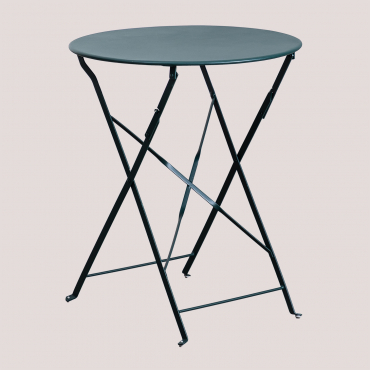 Round Garden Table Ø60 Cm Foldable In Steel Sergey Jungle Green - Sklum