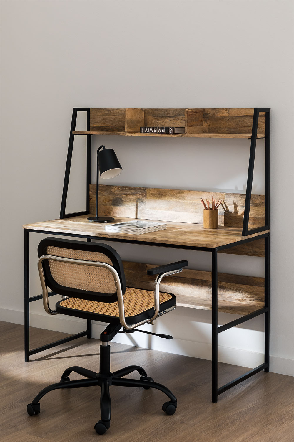 Wood and best sale metal desk chair