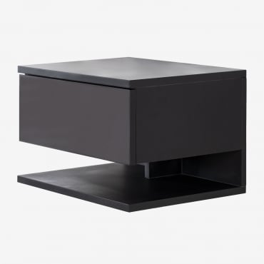 Griviza Floating Bedside Table With Drawer Black - Sklum