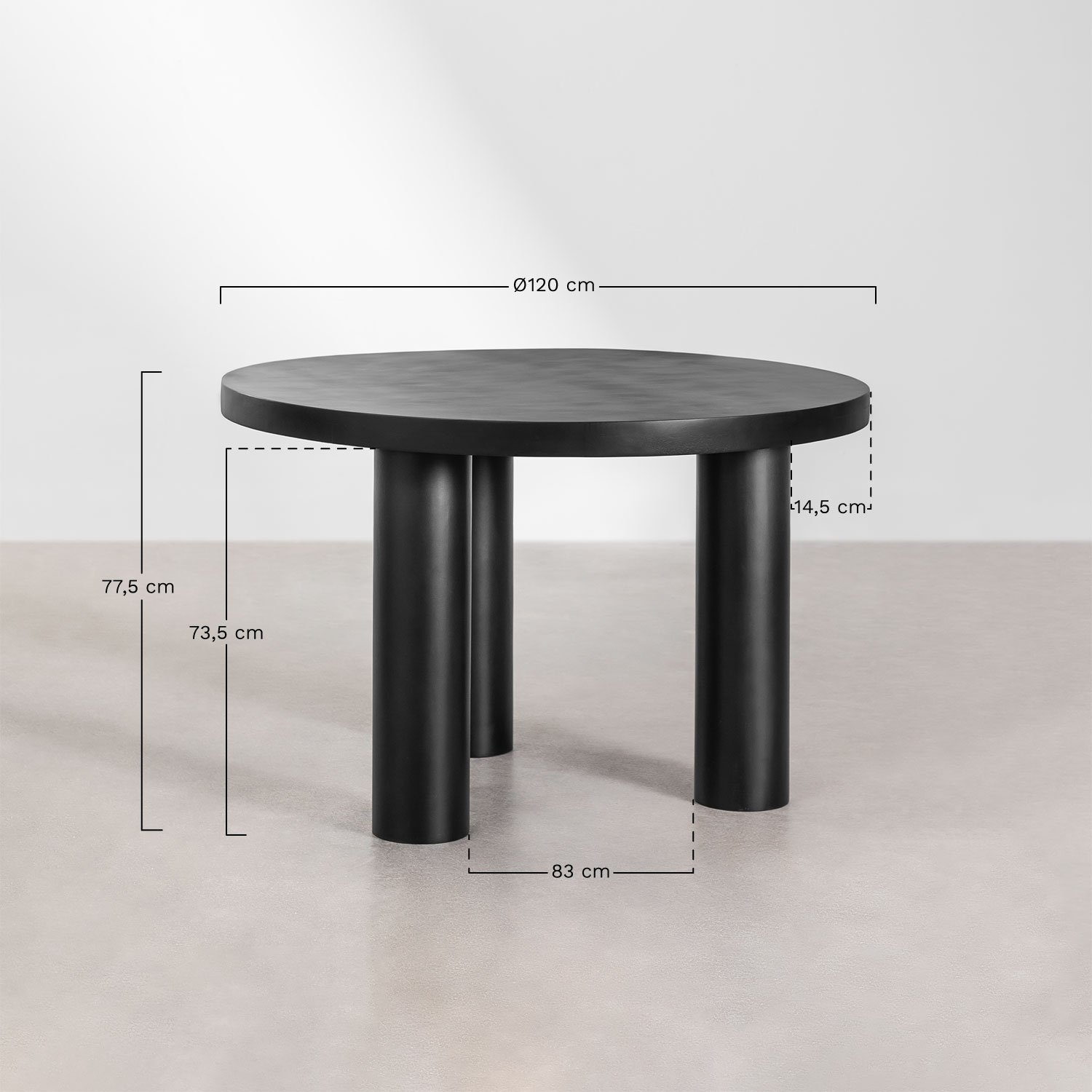 Amanza round mango wood dining table (Ø120 cm) , medidas