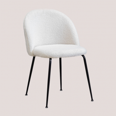 Pack Of 2 Kana Design Dining Chairs In Sherpa Upholstery White & Black - Sklum