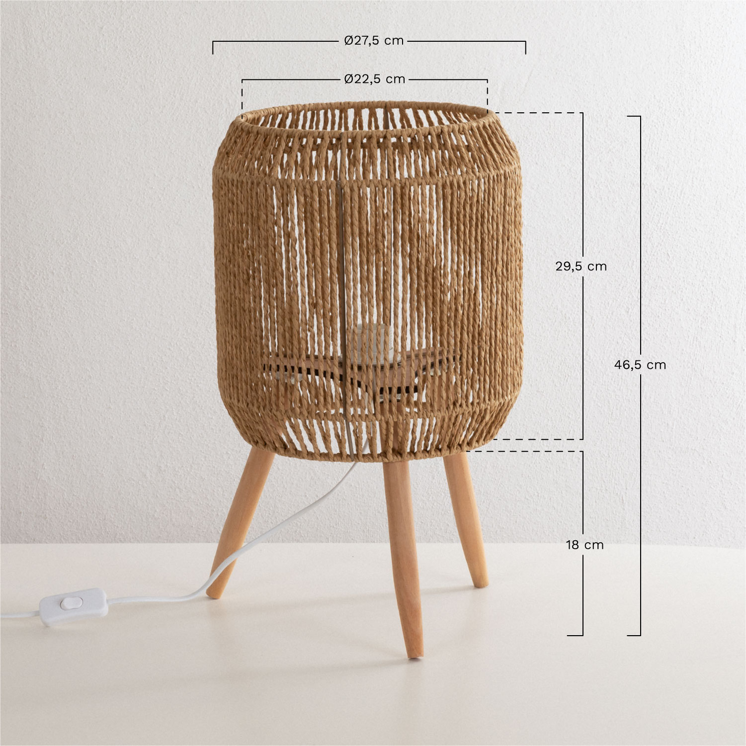  Braided Paper Table Lamp Todh, medidas