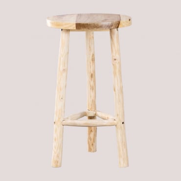 Round Wooden High Table (ø60 Cm) Narel Brown Natural Wood - Sklum