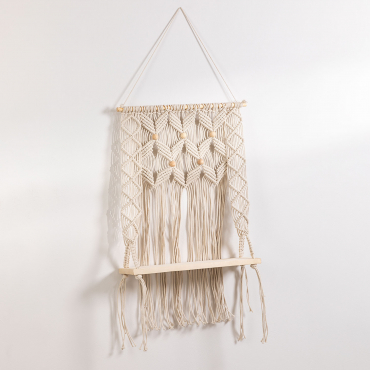 Elizama Cotton And Pine Wood Wall Shelf Tapestry C - Sklum
