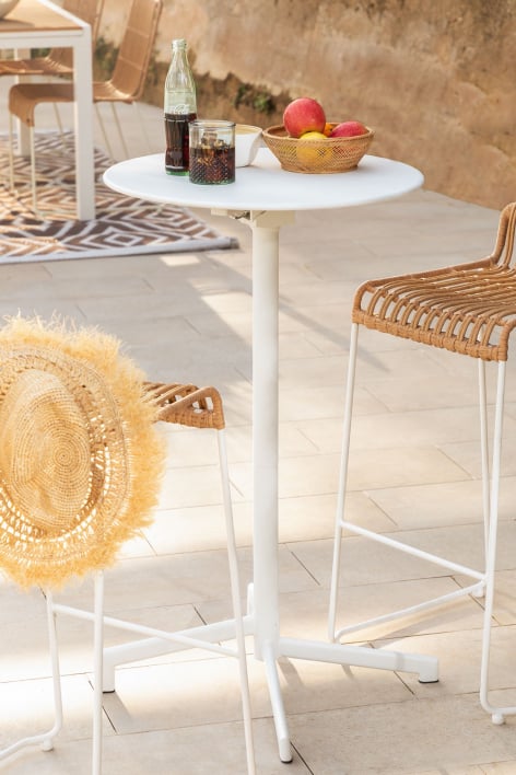 Round bar table Ø60 cm foldable and convertible into 2 heights in steel Dely