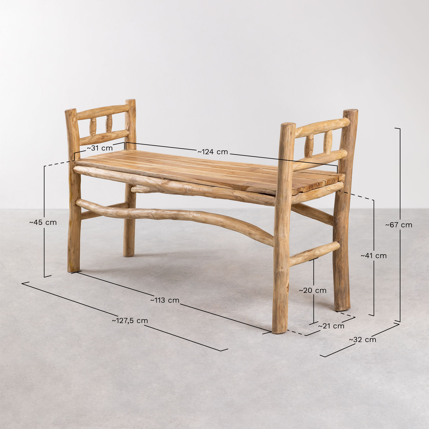 Wooden Garden Bench Narel , medidas