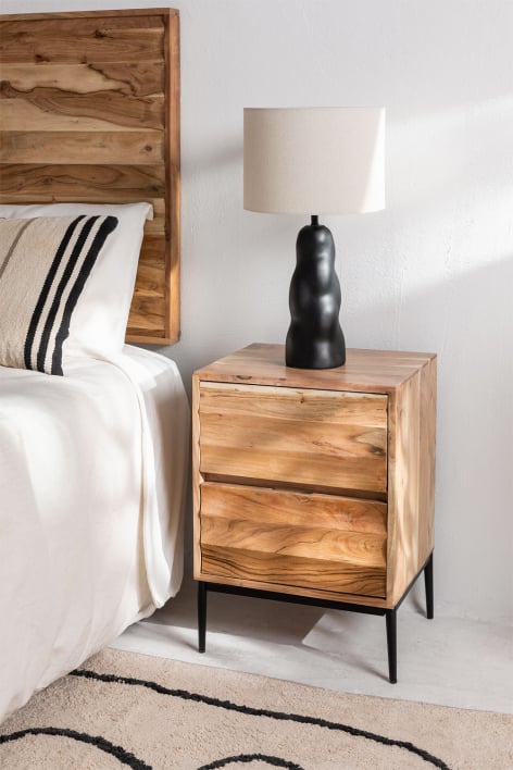 Petter rectangular nightstand 45x35 cm in acacia wood - Acacia Brown