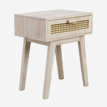 Rectangular Bedside Table 45x30 Cm With Wooden Drawer Ralik Design Natural Wood - Sklum