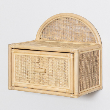Yivisc Floating Rattan Bedside Table Brown Natural - Sklum