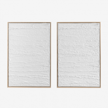 Leclerc Set Of 2 Embossed Plaster Pictures (60x90 Cm) White - Sklum