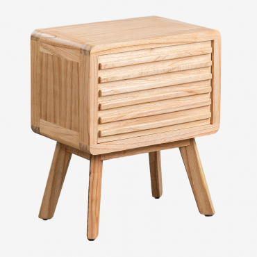 Deleyna Wooden Rectangular Bedside Table 45x30 Cm Brown Natural Wood - Sklum