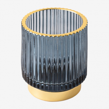 Glass Candle Holder July ↑8 Cm & Blue Niagara - Sklum
