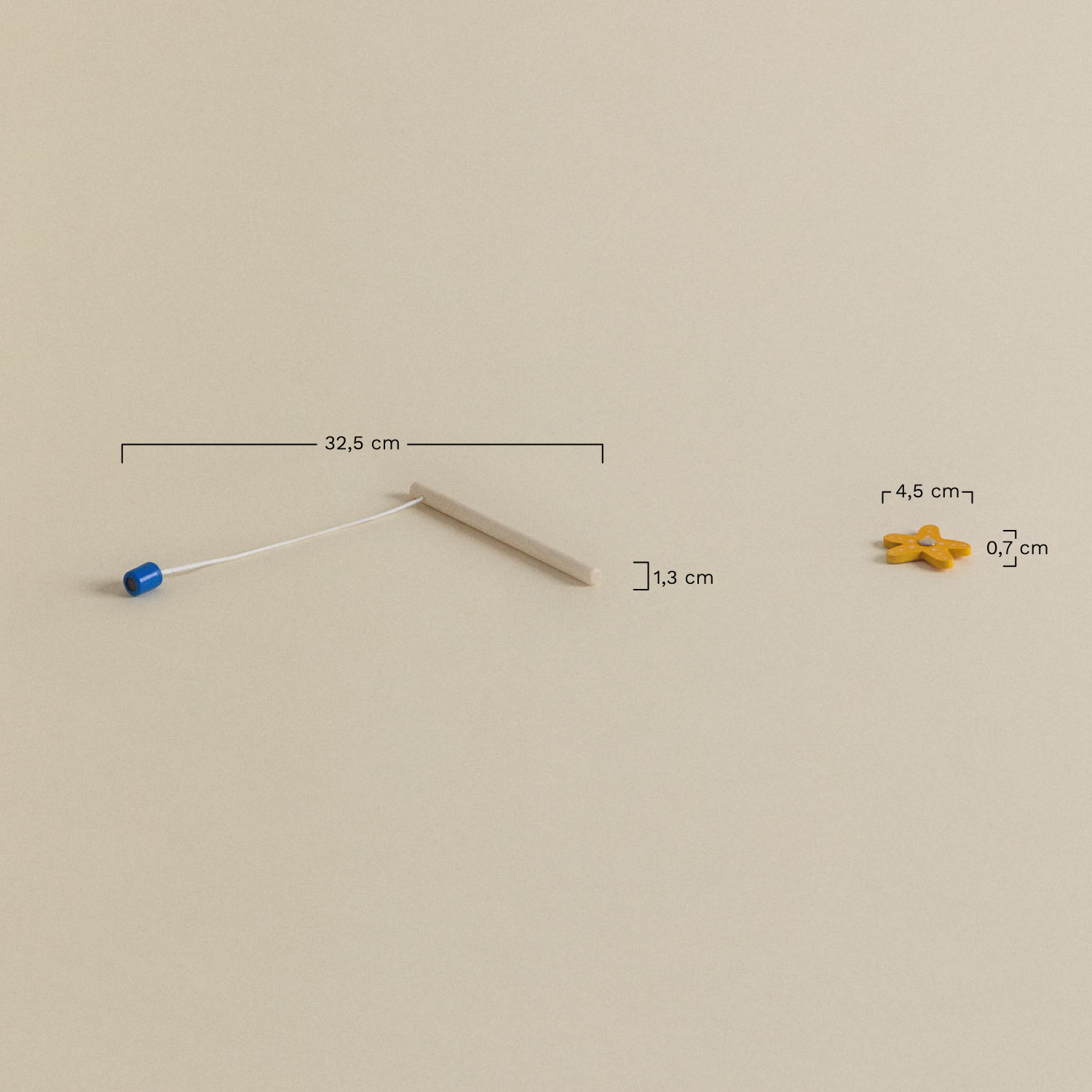 Pescy Kids wooden fishing set, medidas