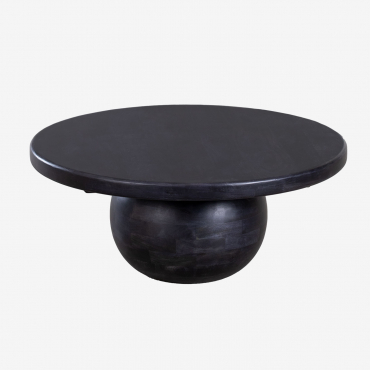 Round Coffee Table Ø90 Cm In Mango Wood Dalen Plain Black - Sklum