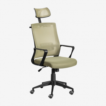 Office Chair With Wheels And Headrest Teill Black Bamboo Green - Sklum