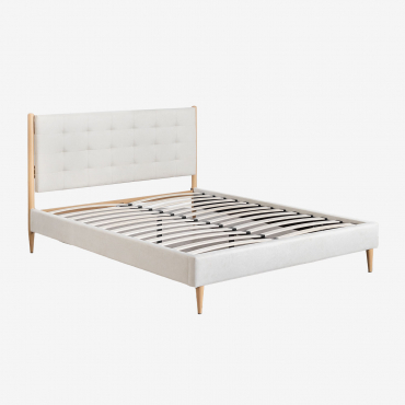 Samira Upholstered Bed Fabric Off-white & 160 X 200 Cm - Sklum