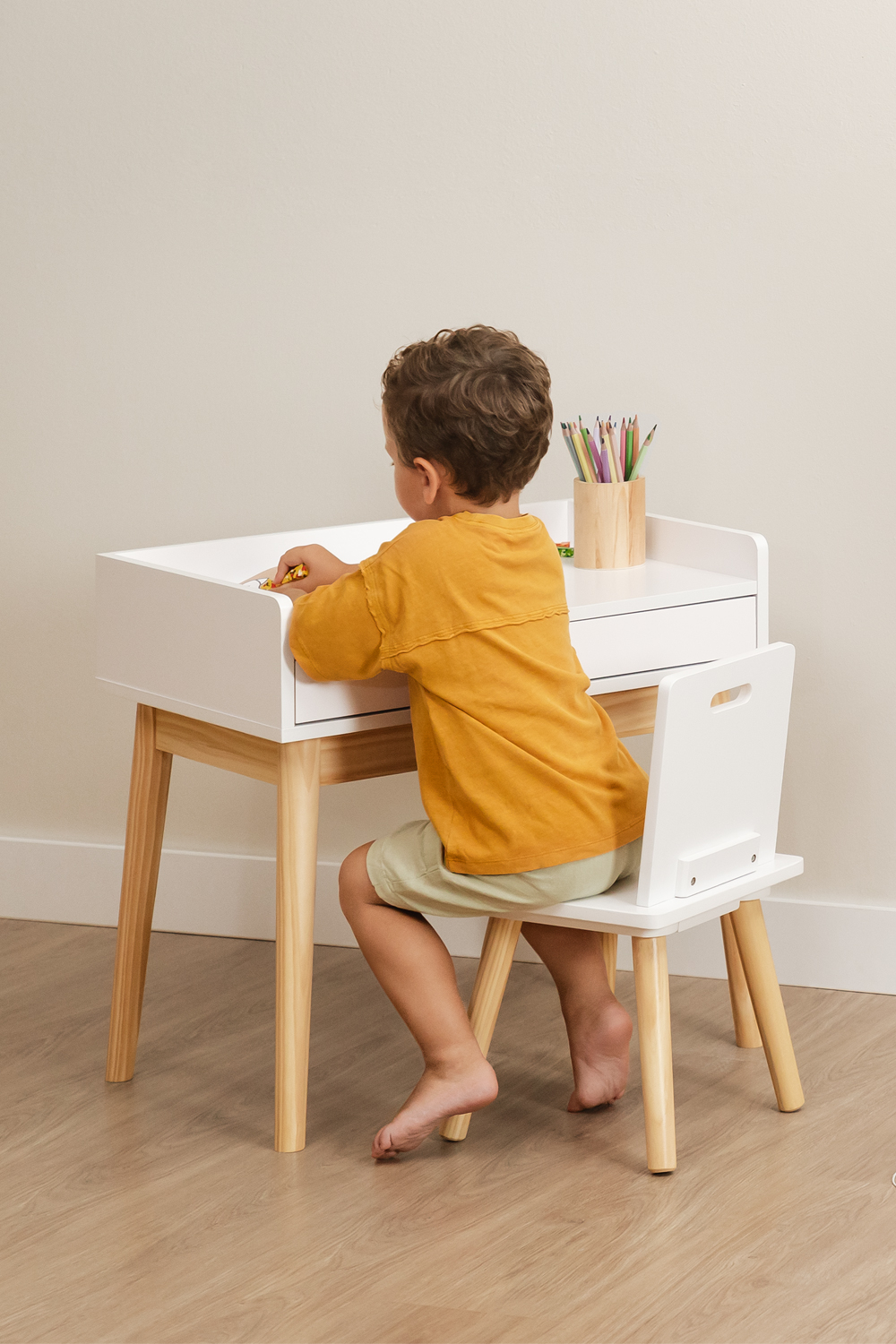 Childrens wooden deals desk and chair