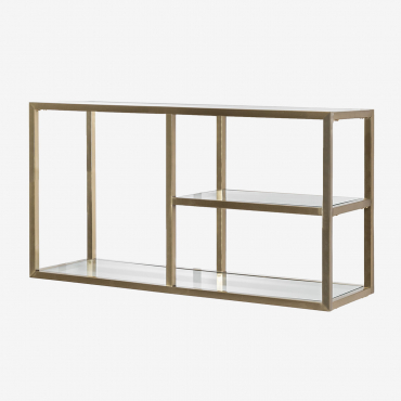 Glass & Steel Wall Shelf Amelia Matte Gold - Sklum