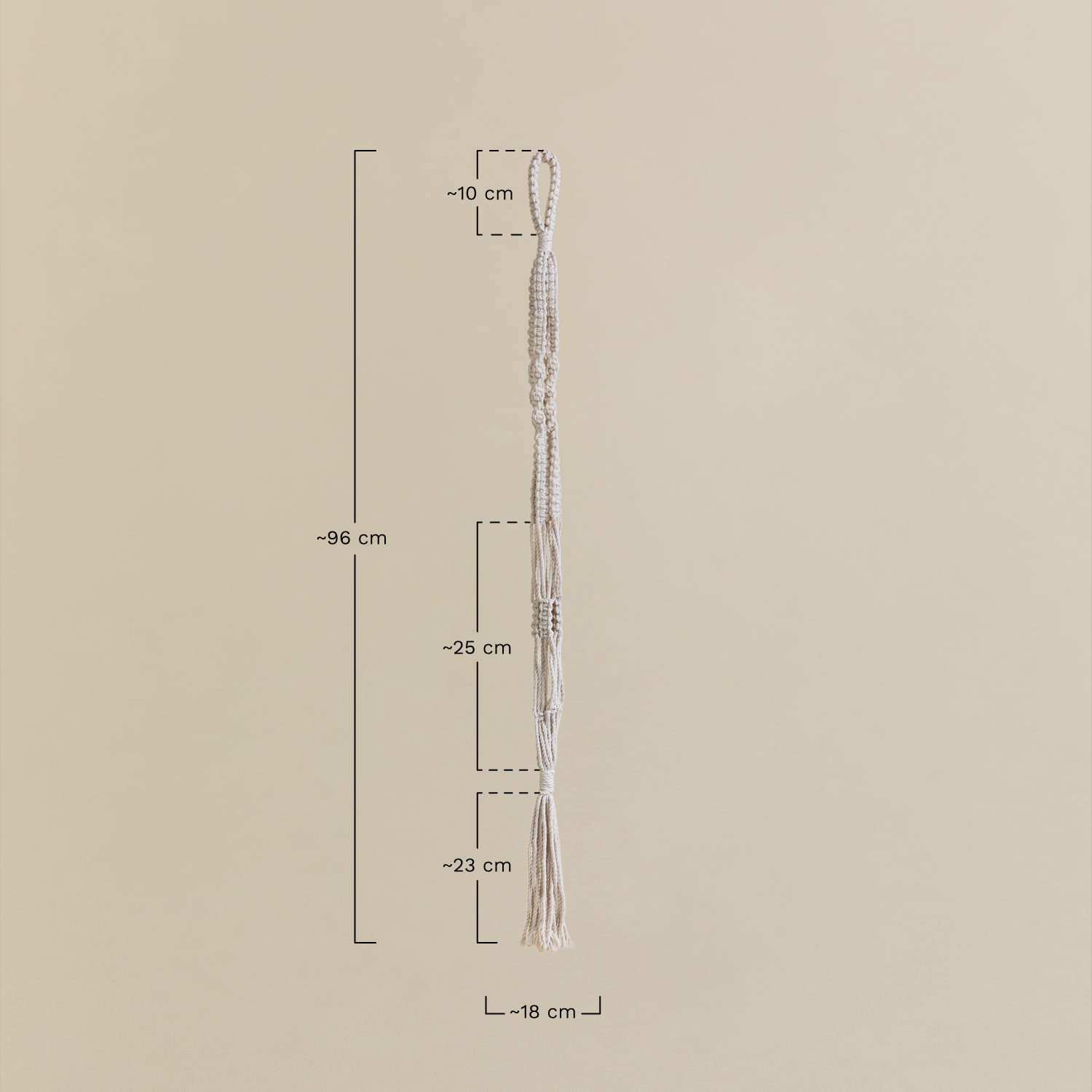 Marduc macrame hanging planter, medidas