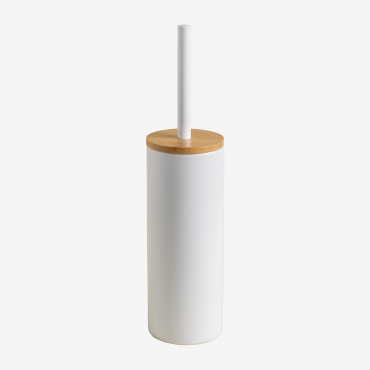 Elvan Ceramic And Bamboo Toilet Brush White - Sklum