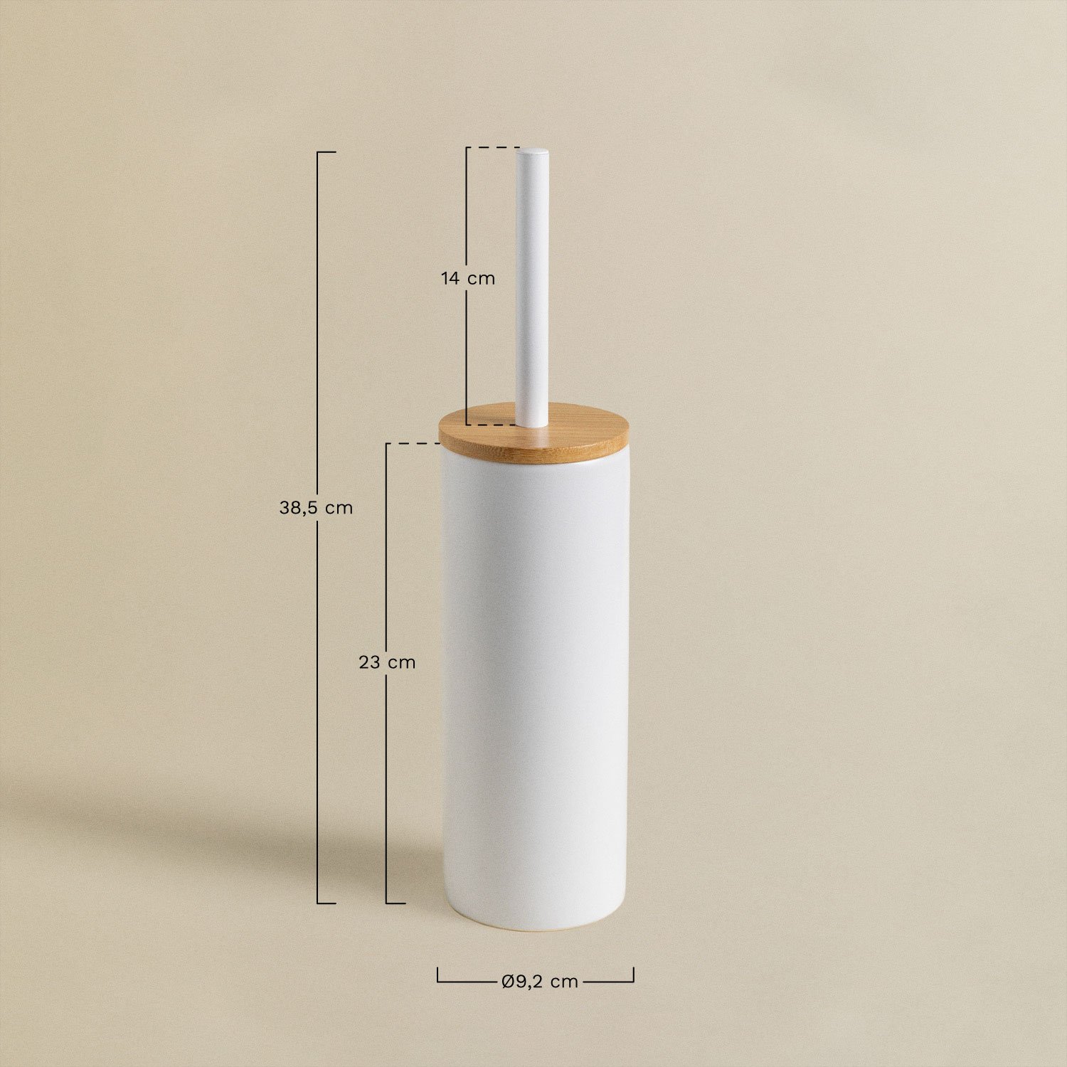 Elvan ceramic and bamboo toilet brush, medidas