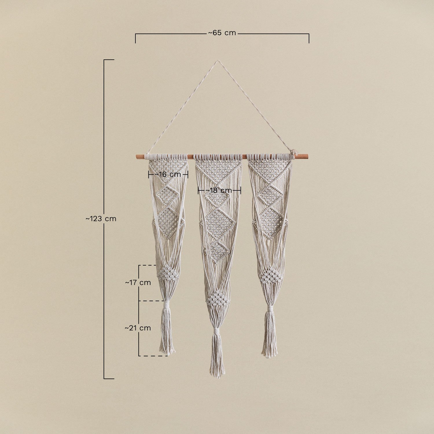 Deyoces macrame hanging planter, medidas