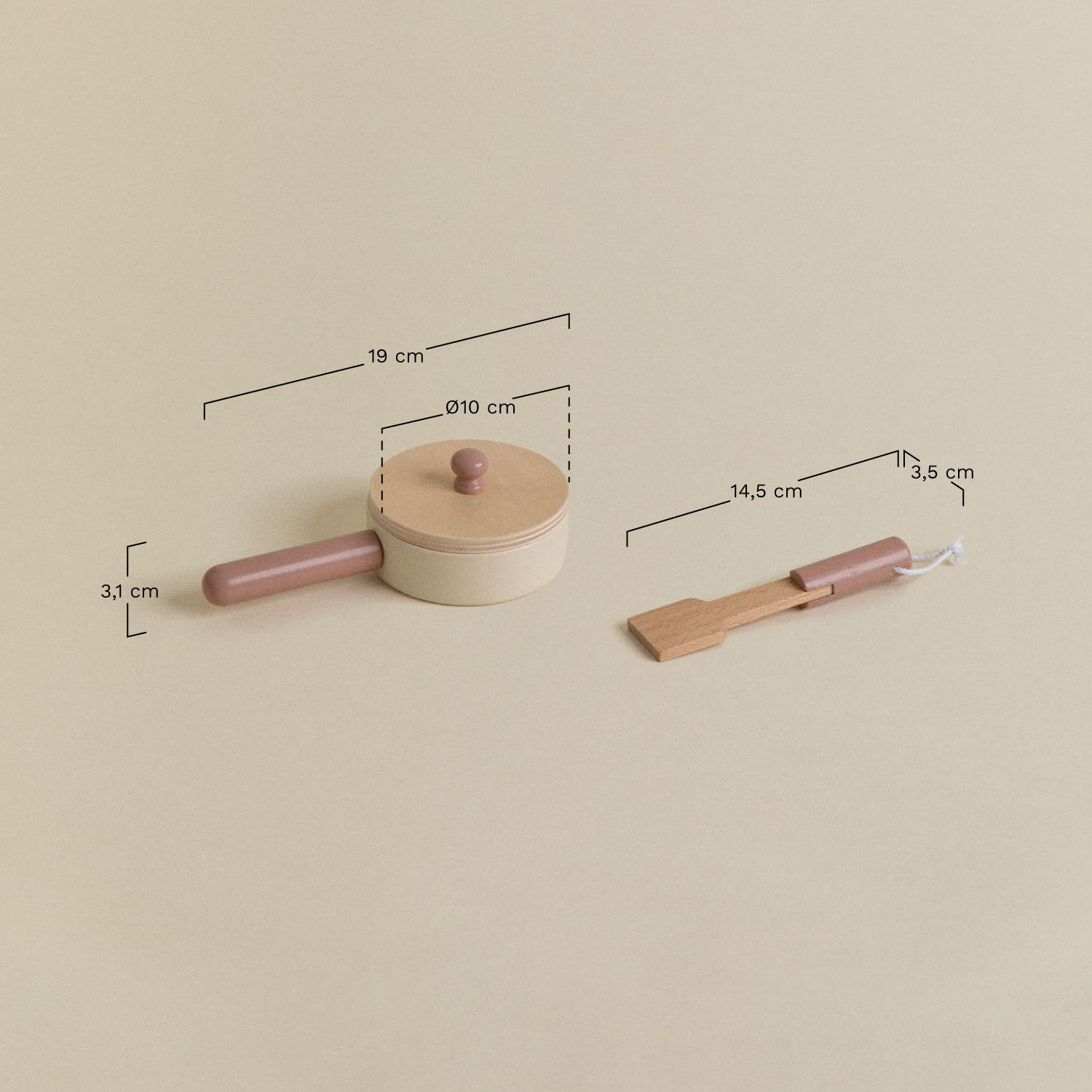 Drupy Kids wooden play kitchen utensils , medidas