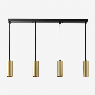 Baysal Hanging Ceiling Lamp In Iron With 4 Light Points Golden - Sklum