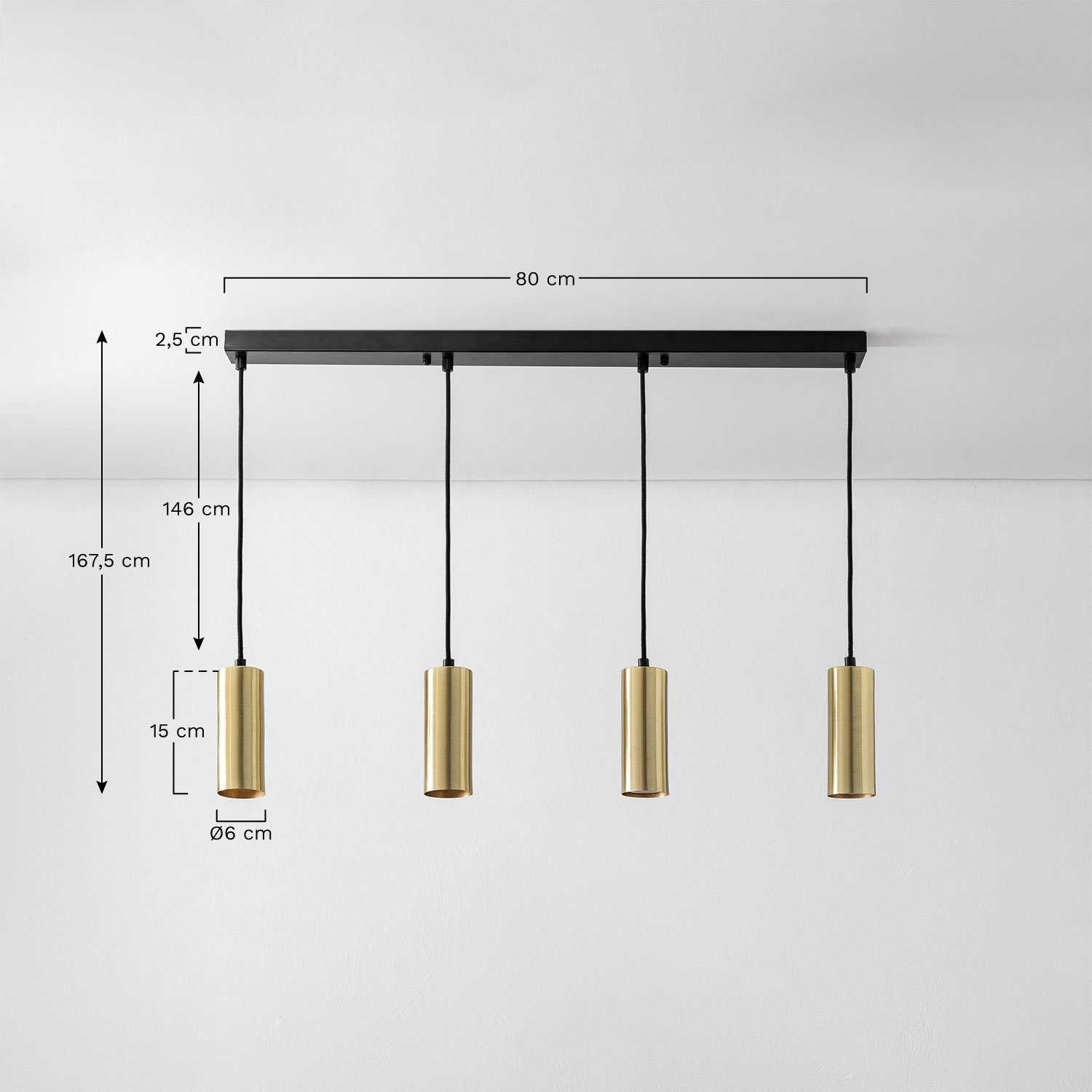 Baysal Iron Ceiling Lamp with 4 Light Points, medidas