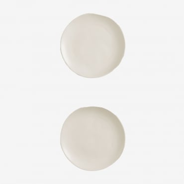 Pack Of 2 Belvere Stoneware Dessert Plates Gardenia White - Sklum
