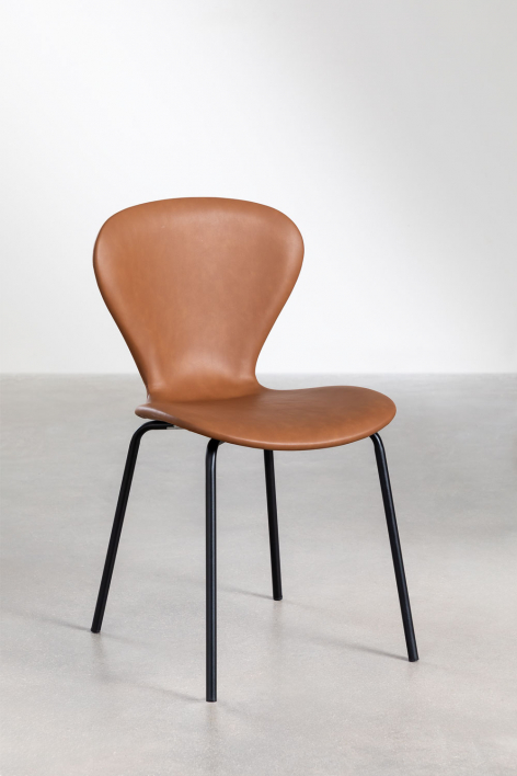 Uit pack of 2 stackable leatherette dining chairs - black