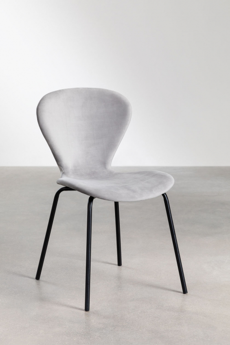 Uit pack of 2 stackable velvet dining chairs - Light Grey