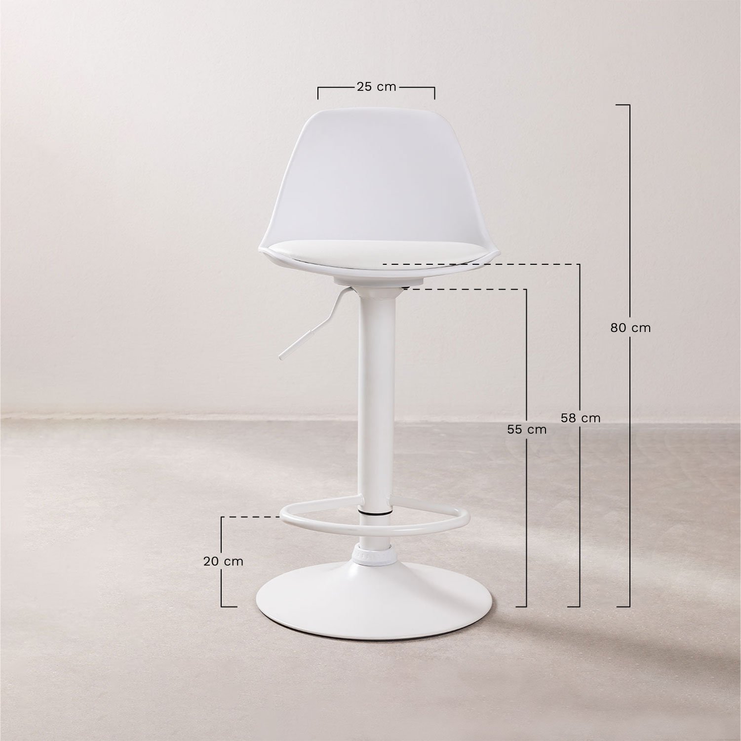 Nordic Adjustable High Stool, medidas