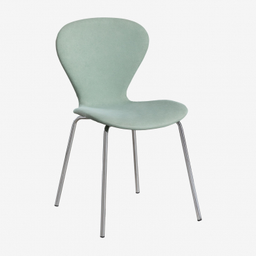 Uit Pack Of 2 Stackable Upholstered Dining Chairs Celadon Green & Grey Brass - Sklum