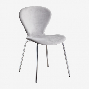 Uit Velvet Stackable Dining Chair Light Grey & Grey Brass - Sklum