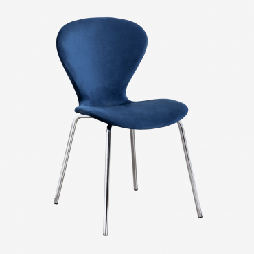 Uit Pack Of 4 Stackable Velvet Dining Chairs Blue & Grey Brass - Sklum