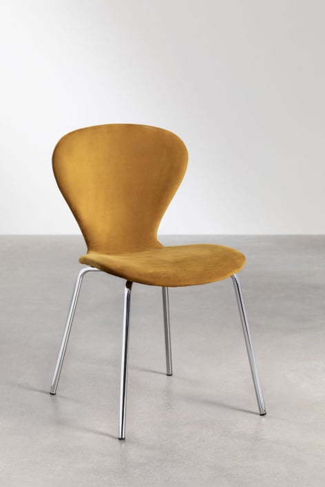 Uit pack of 4 stackable velvet dining chairs - Mustard