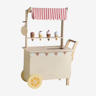 Dijonay Kids Wooden Ice Cream Cart Natural Colors - Sklum